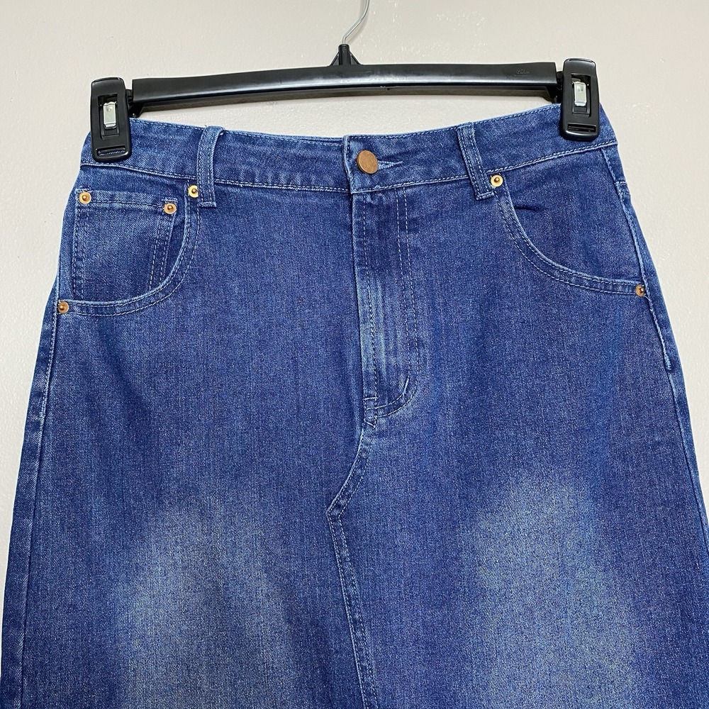 Rachel Zoe Women Skirt Size 6 High Rise Denim Maxi Front Slit Western Boho‎ - Picture 3 of 11